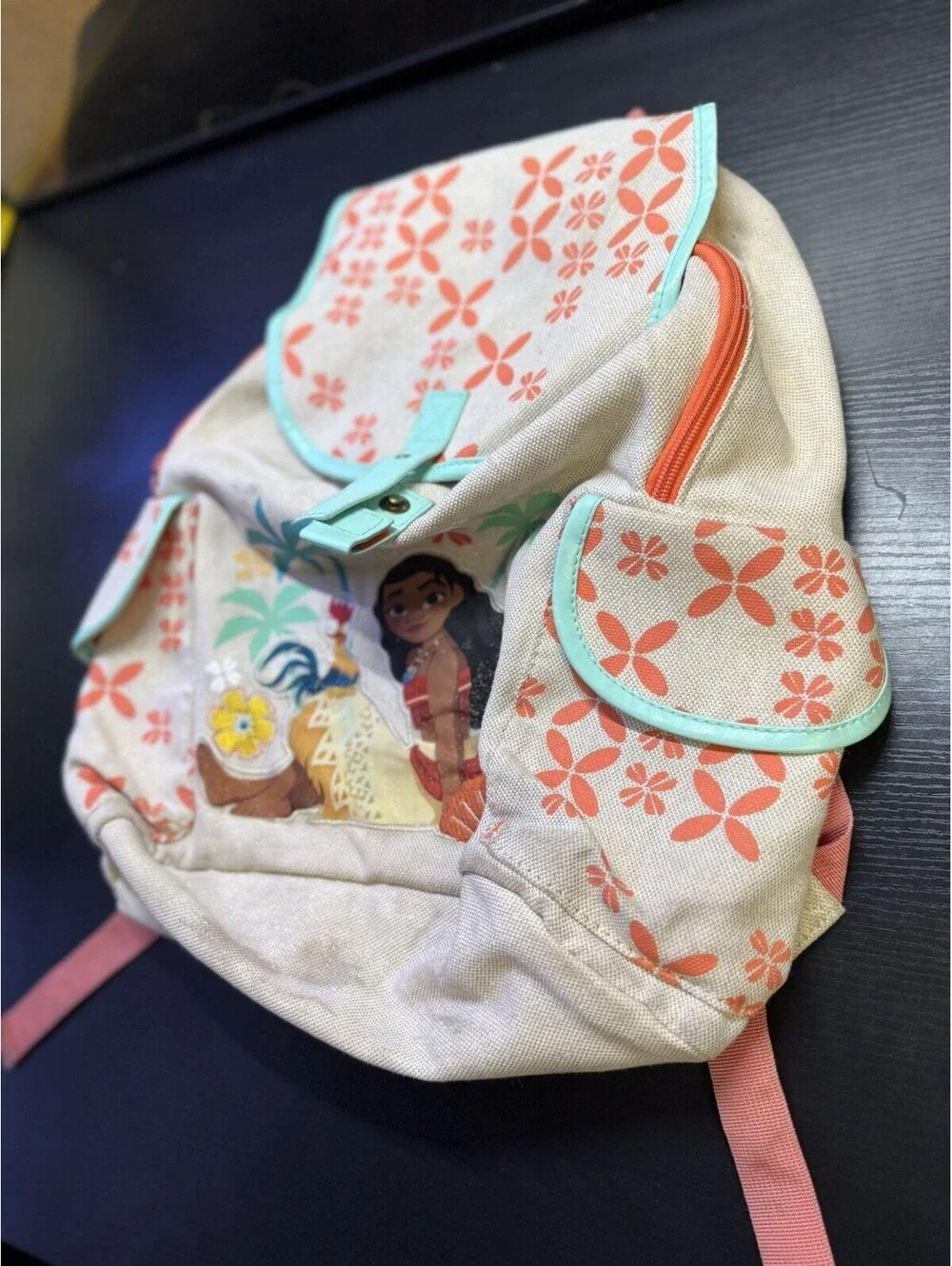 Disney Moana Pua Heihei Floral Canvas Backpack Rucksack Kids School Bag